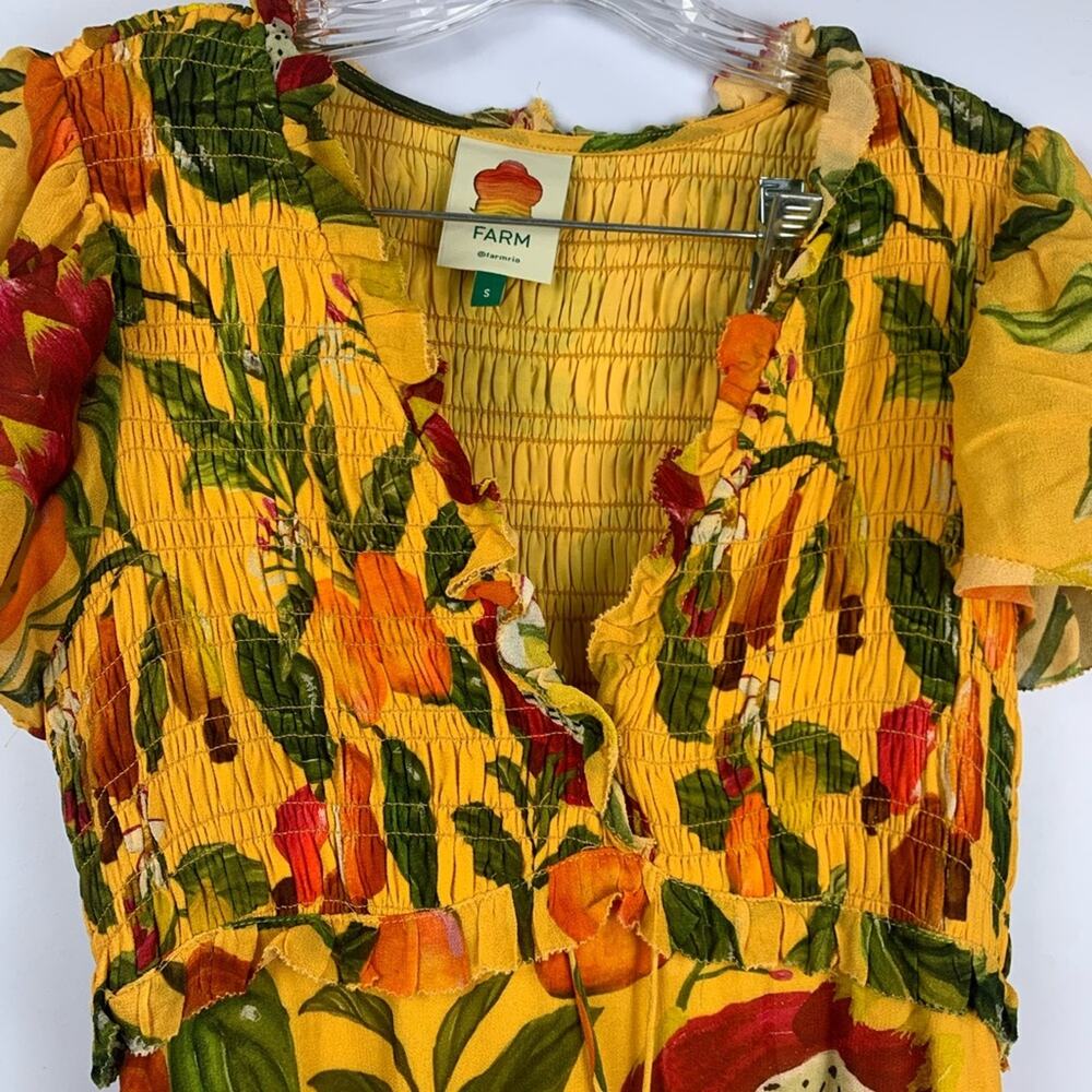 Farm Rio size small fruit lovers Yellow Floral Maxi Dress dragon fruit tropical - Picture 6 of 16